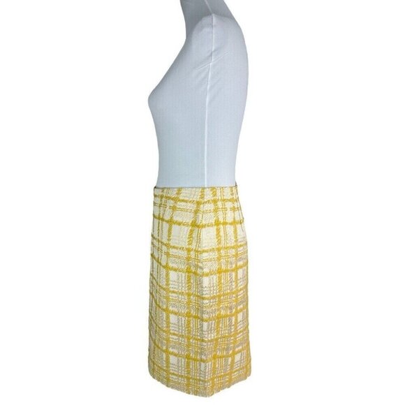 Talbots Women's NWT Yellow White Y2K Metallic Plaid Jacquard Pencil Skirt 6P/W30 - Picture 4 of 13